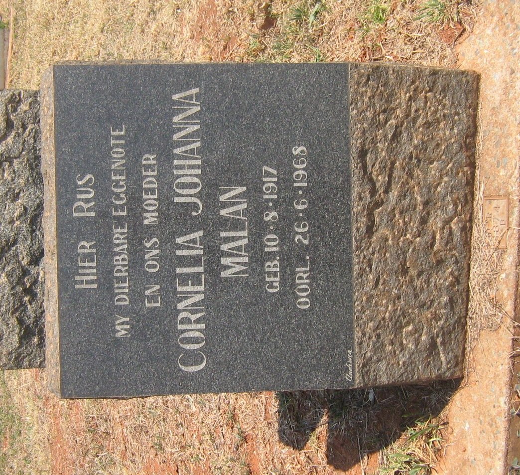MALAN Cornelia Johanna 1917-1968
