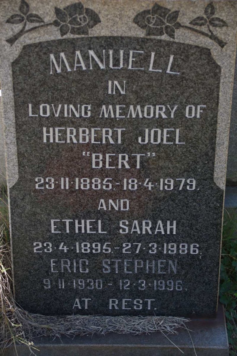 MANUELL Herbert Joel 1885-1979 &amp; Ethel Sarah 1895-1986 :: MANUELL Eric Stephen 1930-1996