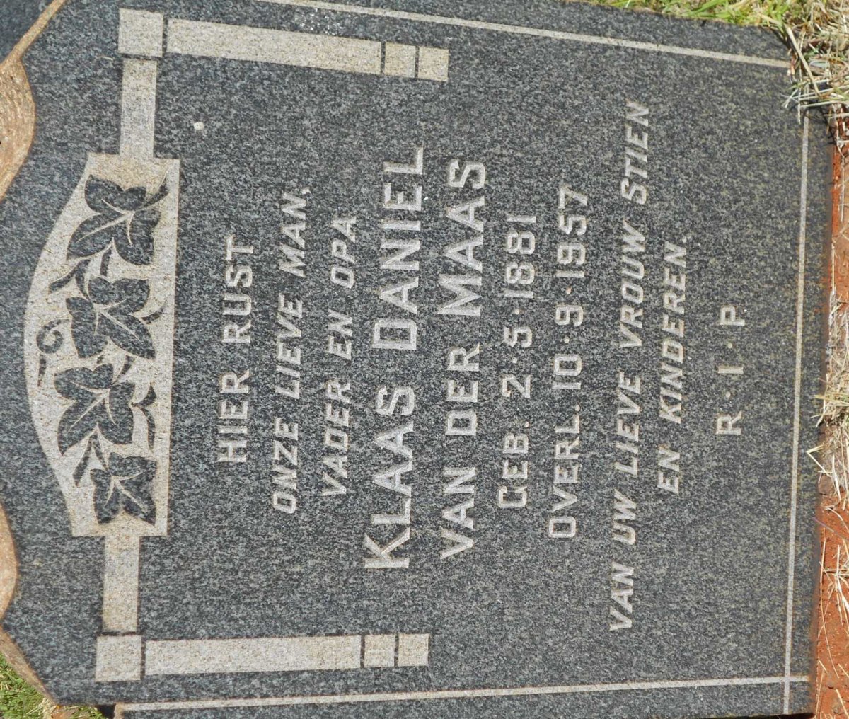 MAAS Klaas Daniel, van der 1881-1957