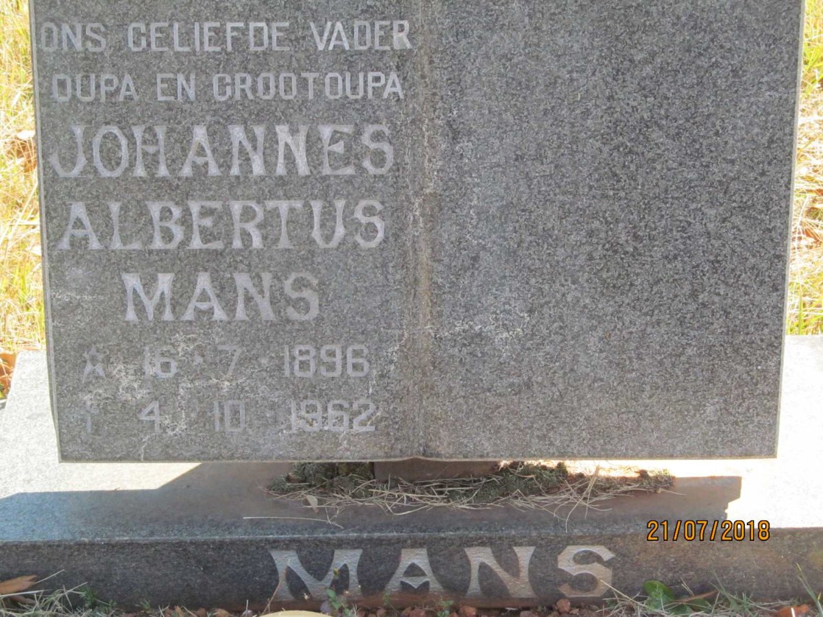 MANS Johannes Albertus 1896-1962