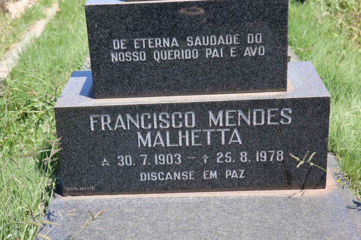 MALHETTA Francisco Mendes 1903-1978 &amp; Ana M. 1901-1975