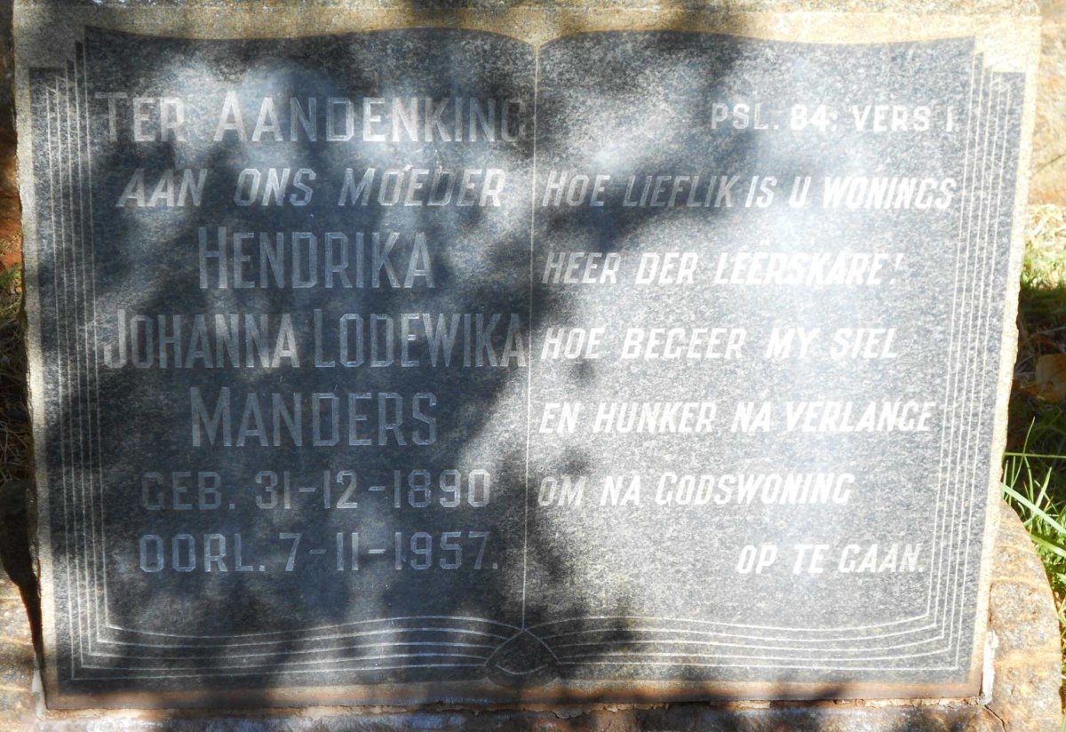 MANDERS Hendrika Johanna Lodewika 1890-1957