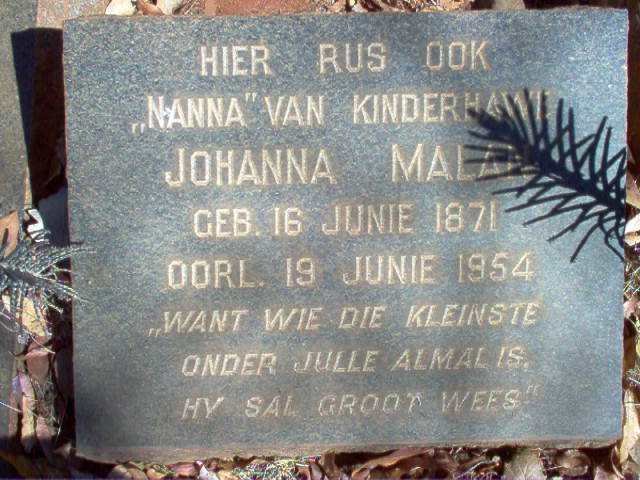 MALAN Johanna 1871-1954
