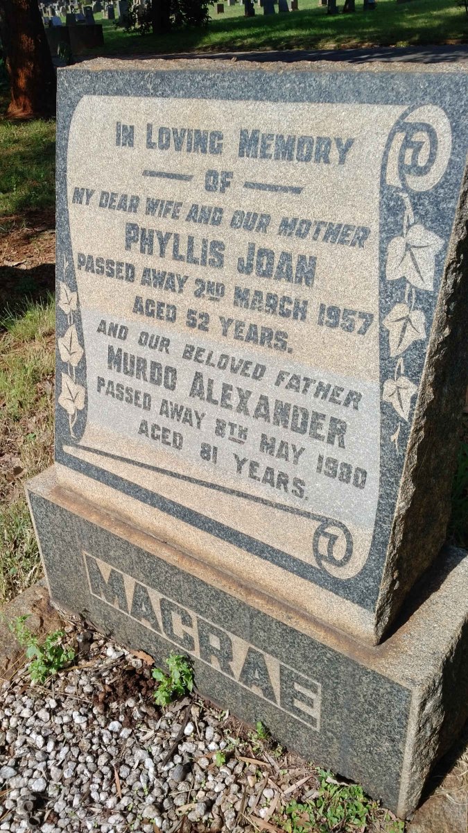 MACRAE Murdo Alexander -1980 &amp; Phyllis Joan -1957