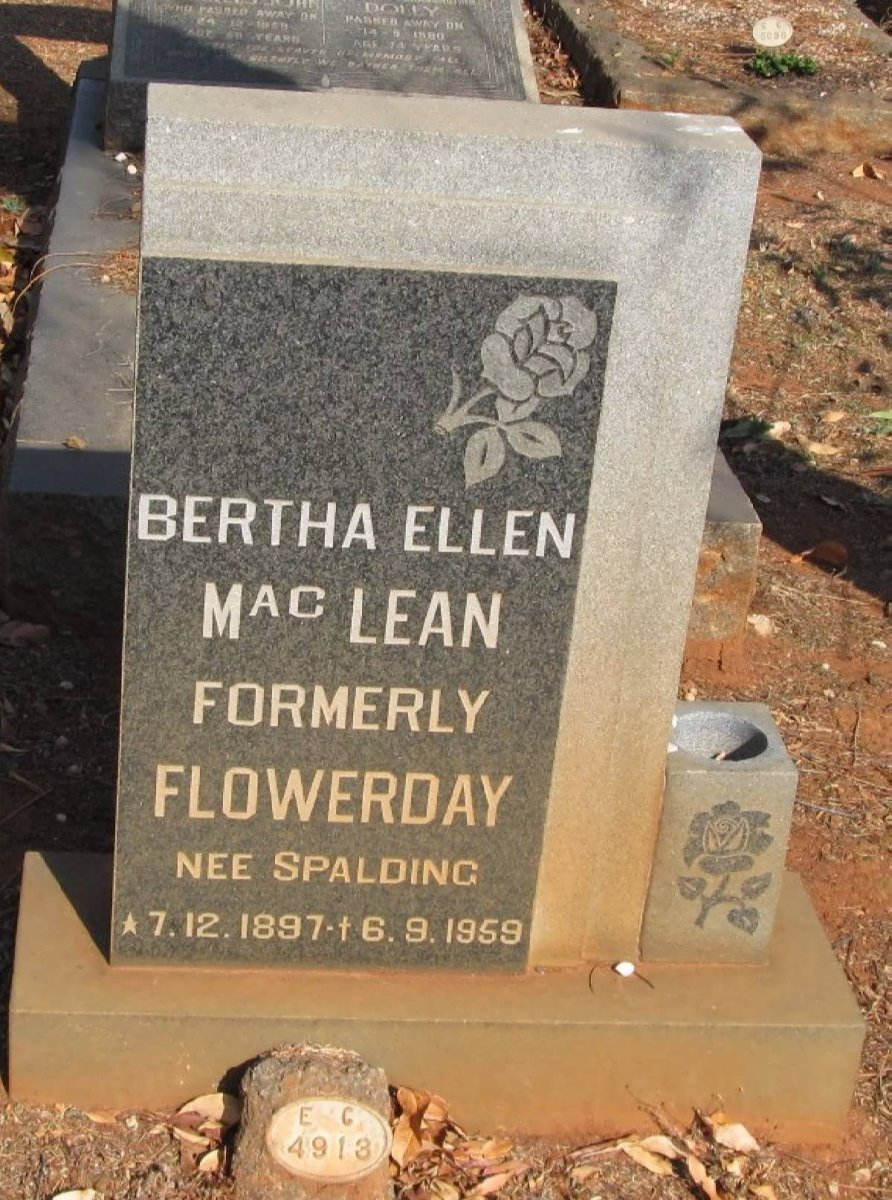 MACLEAN Bertha Ellen formerly FLOWERDAY nee SPALDING 1897-1959
