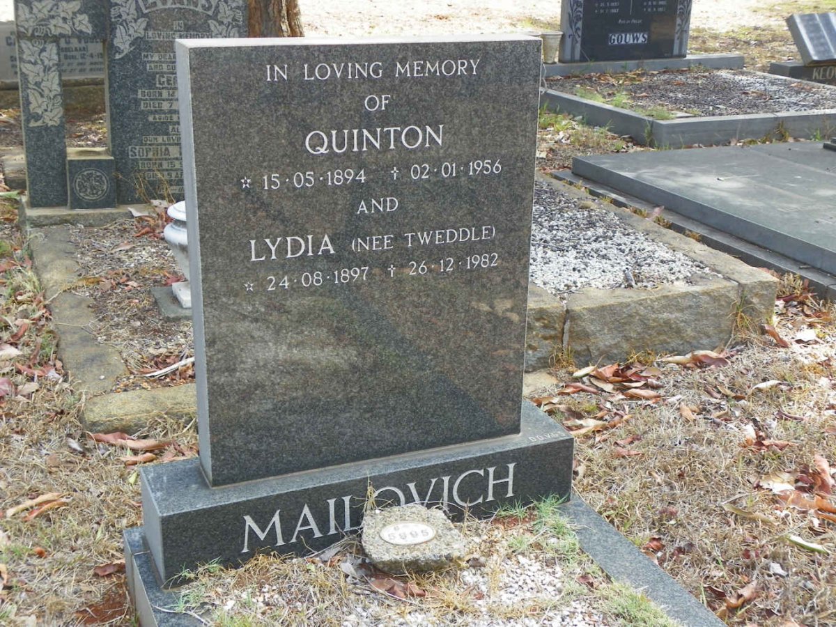 MAILOVICH Quinton 1894-1956 &amp; Lydia TWEDDLE 1897-1982