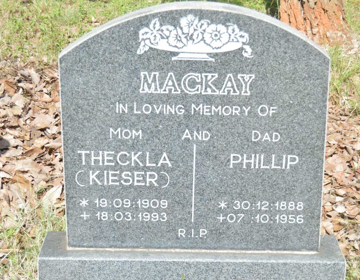 MACKAY Phillip 1888-1956 &amp; Theckla KIESER 1909-1993