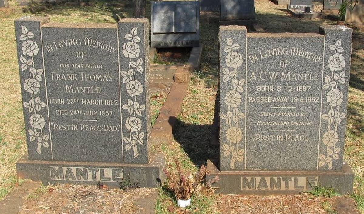 MANTLE Frank Thomas 1892-1957 &amp; A.C.W. -1897-1952