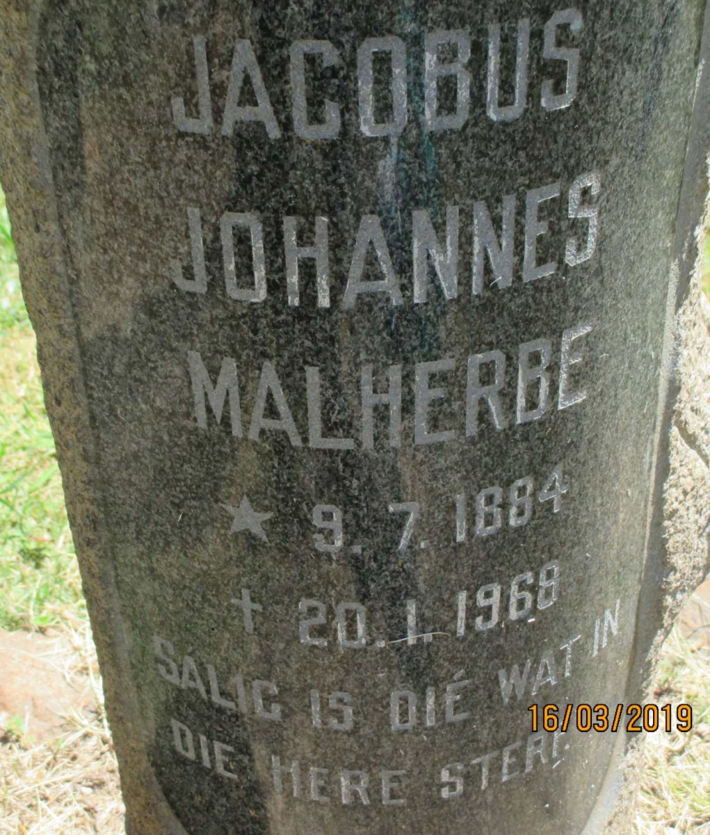 MALHERBE Jacobus Johannes 1884-1968