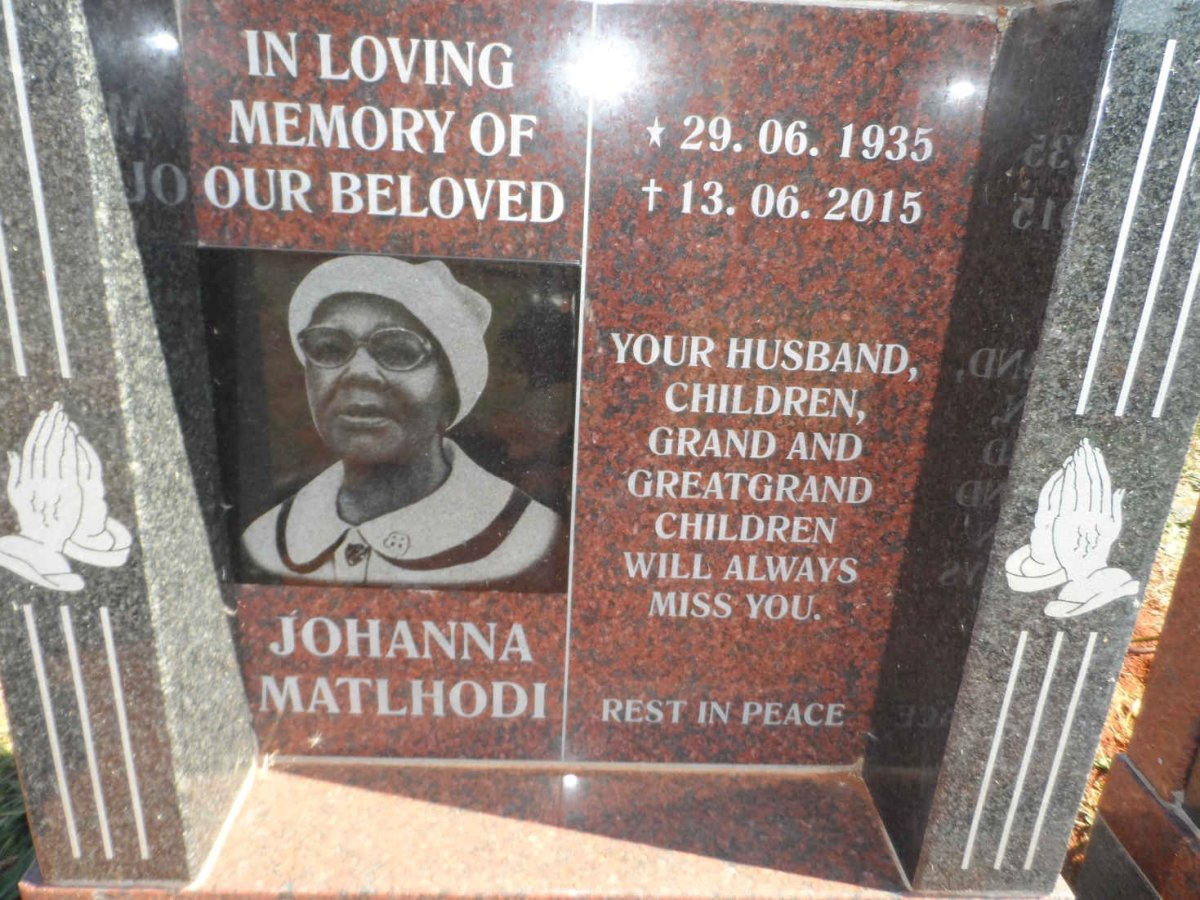 MAMAREGANE Johanna Matlhodi 1935-2015
