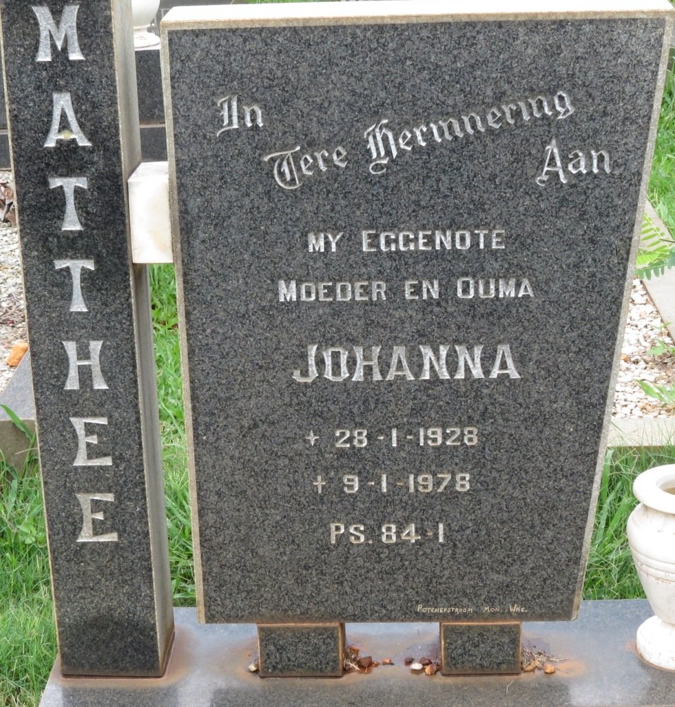 MATTHEE Johanna 1928-1978