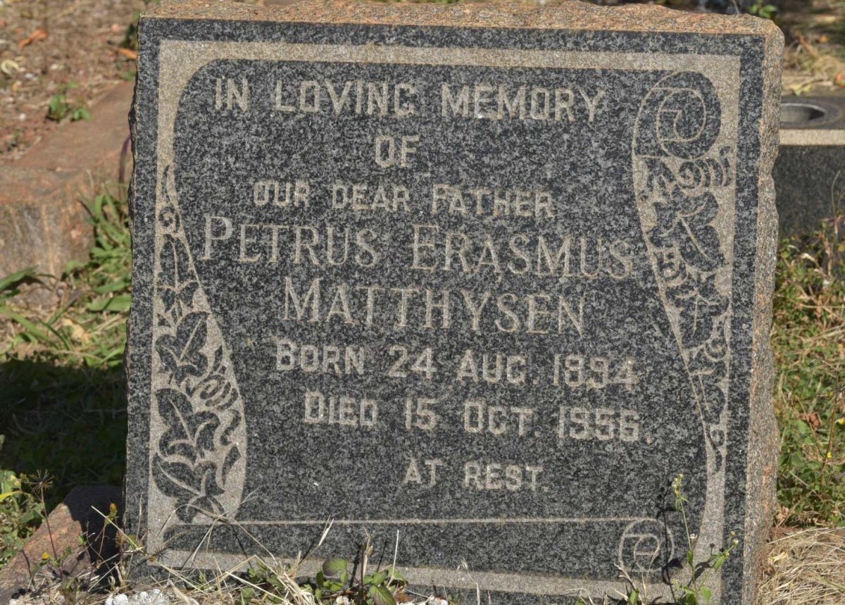 MATTHYSEN Petrus Erasmus 1894-1956