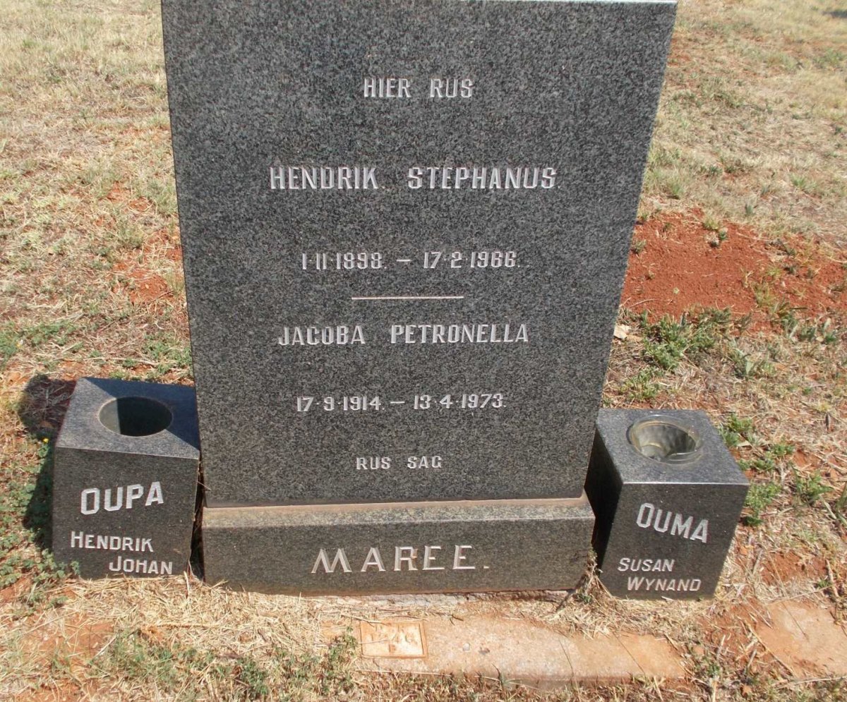 MAREE Hendrik Stephanus 1898-1966 &amp; Jacoba Petronella 1914-1973