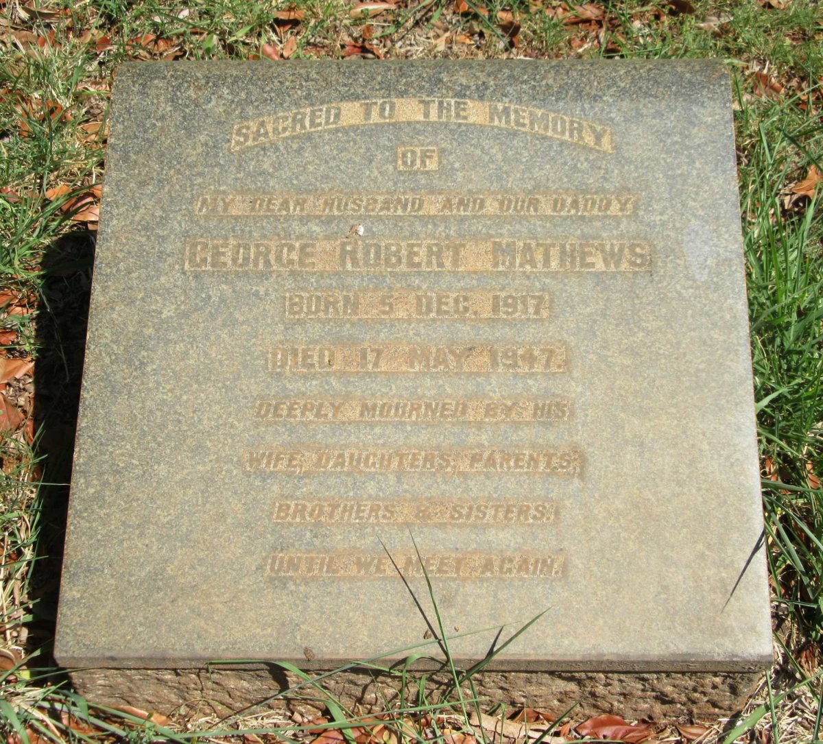 MATHEWS George Robert 1917-1947