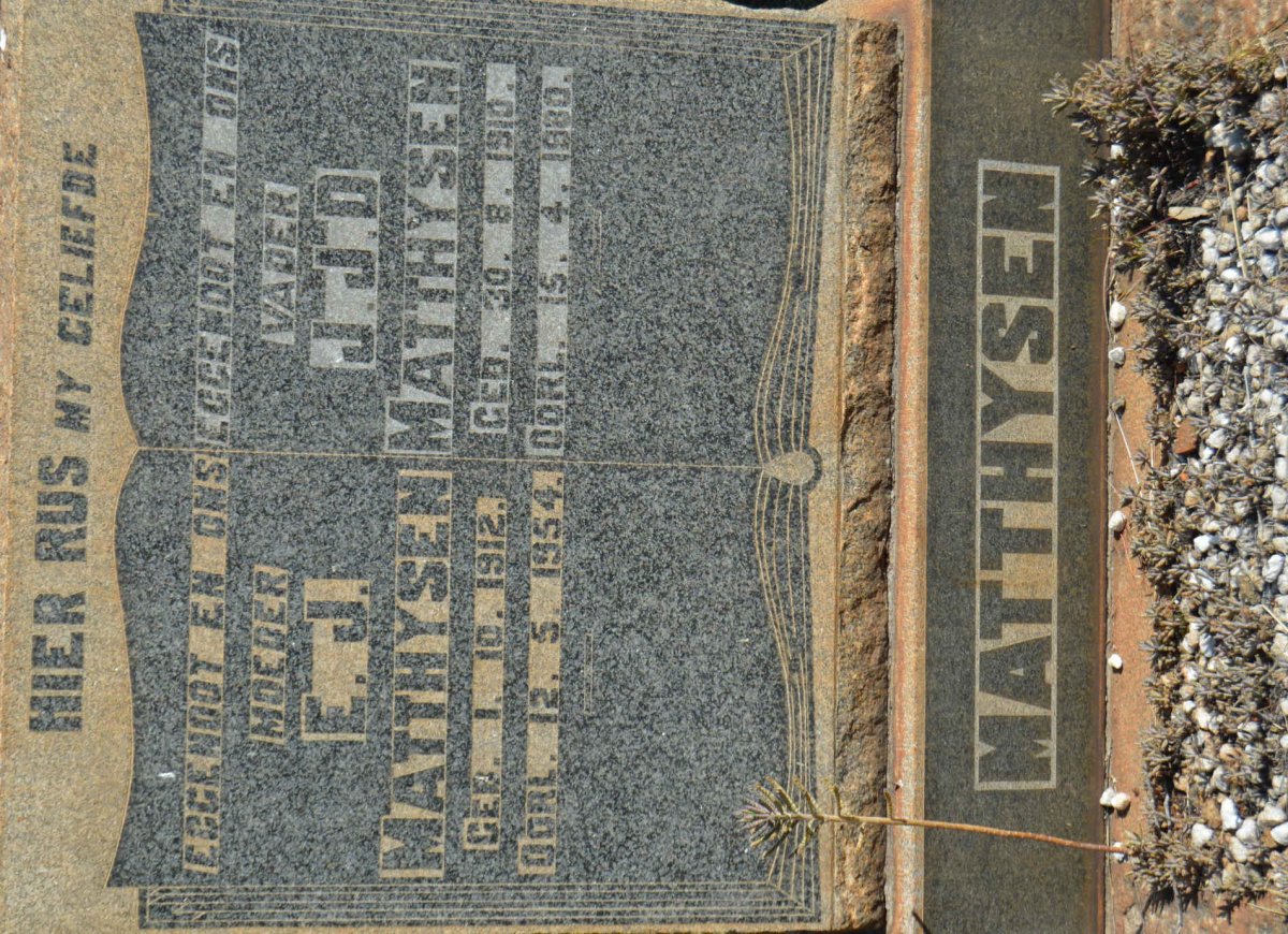 MATTHYSEN J.J.D. 1910-1980 &amp; E.J. 1912-1954
