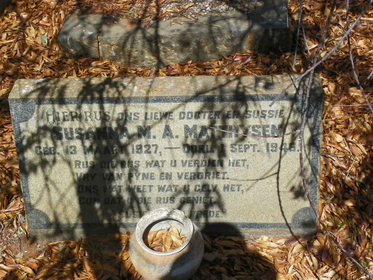 MATTHYSEN Susanna M.A. 1927-1946