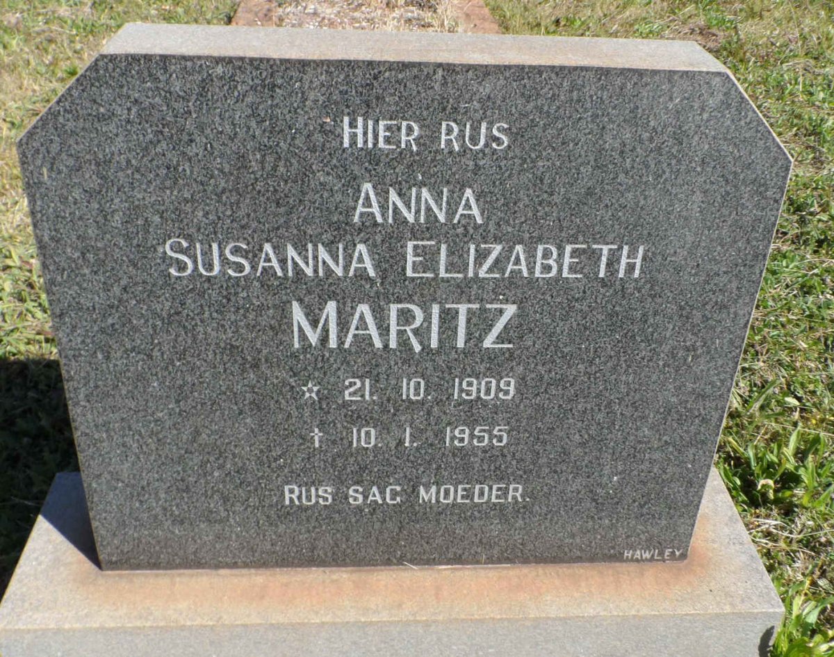 MARITZ Anna Susanna Elizabeth 1909-1955