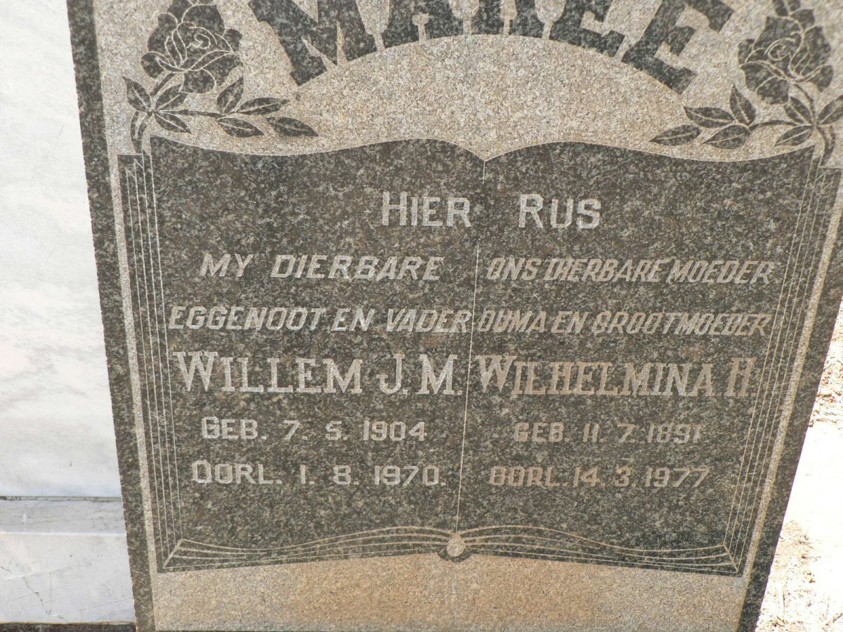 MAREE Willem J.M. 1904-1970 &amp; Wilhelmina H. 1891-1977