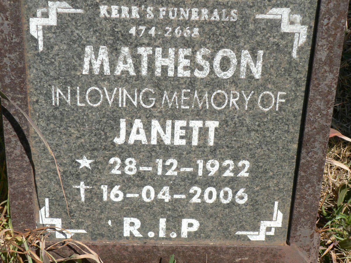 MATHESON Janett 1922-2006