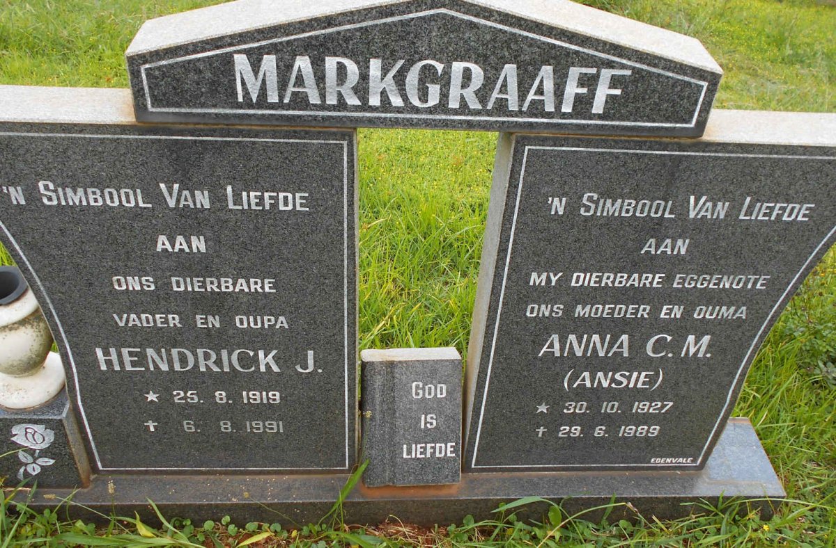 MARKGRAAFF Hendrick J. 1919-1991 &amp; Anna C.M. 1927-1989