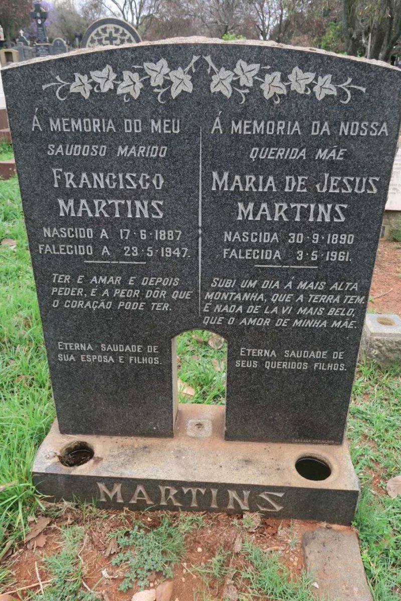 MARTINS Francisco 1887-1947 &amp; Maria de Jesus 1890-1961