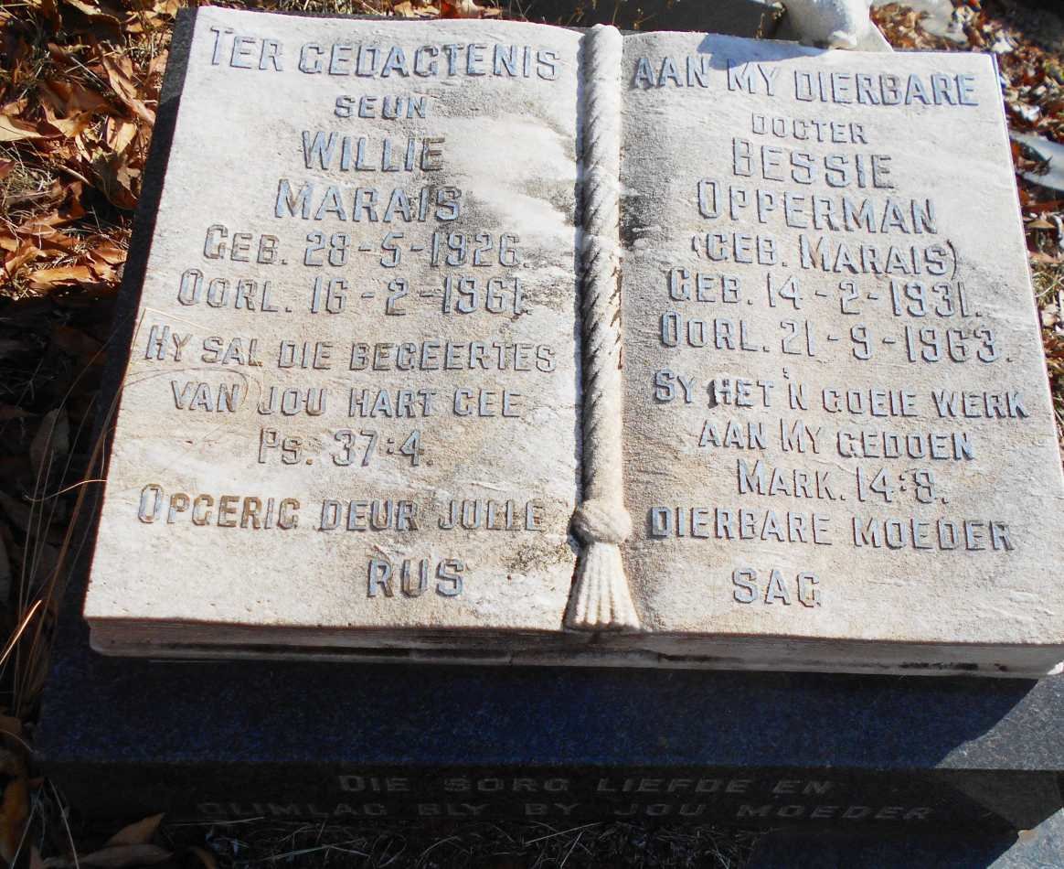 MARAIS Willie 1926-1961 :: OPPERMAN Bessie nee MARAIS 1931-1963