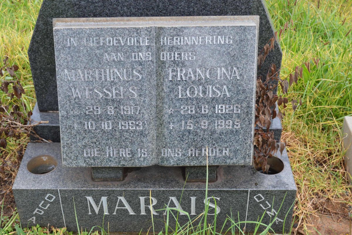 MARAIS Marthinus Wessels 1917-1993 &amp; Francina Louisa 1926-1995