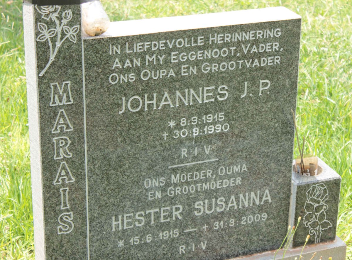 MARAIS Johannes J.P. 1915-1990 &amp; Hester Susanna 1915-2009