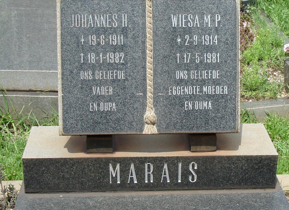 MARAIS Johannes H. 1911-1982 &amp; Wiesa M.P. 1914-1981