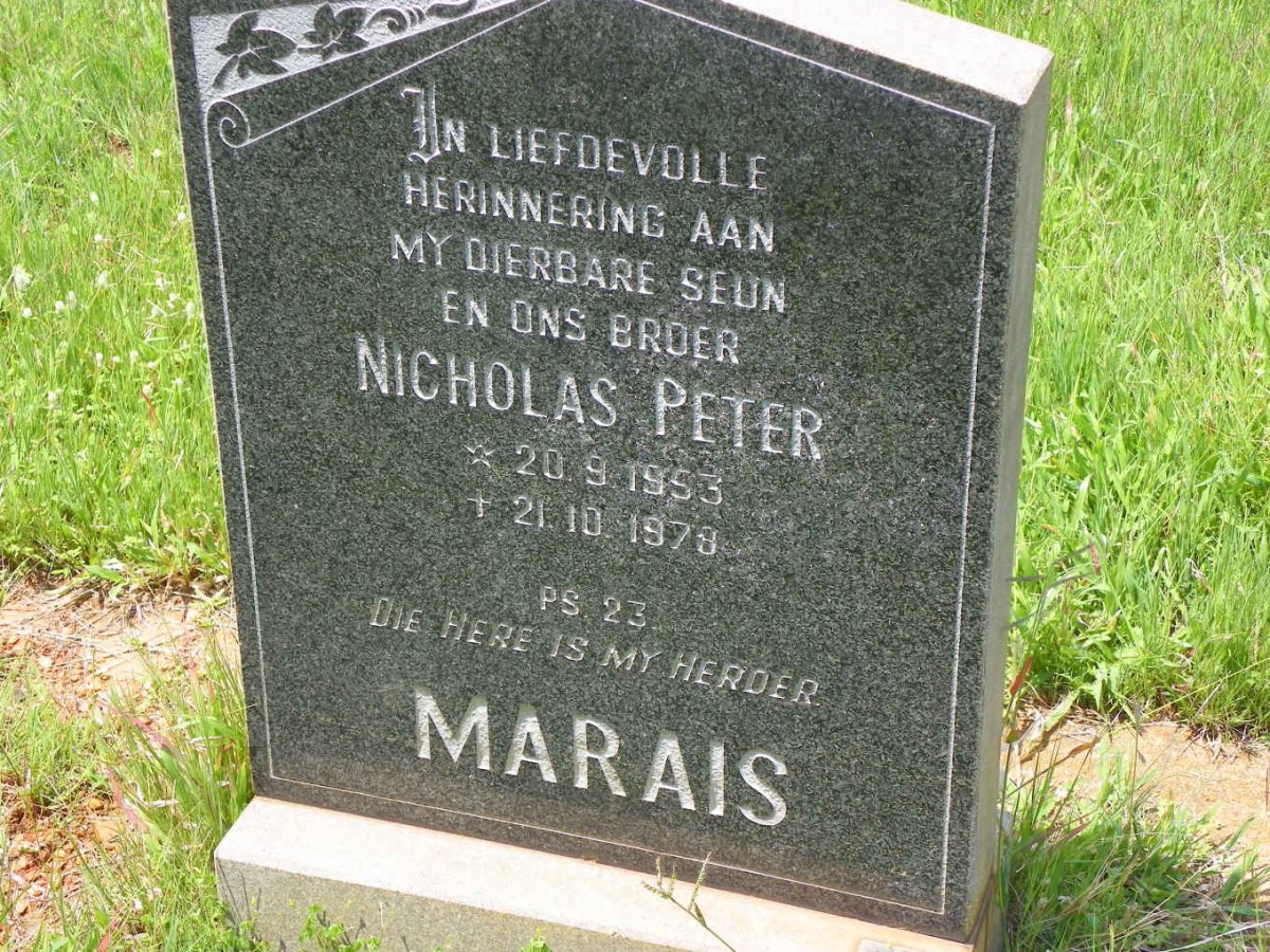 MARAIS Nicholas Peter 1953-1978