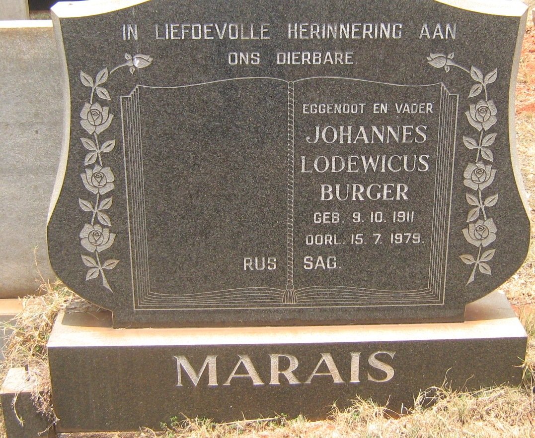 MARAIS Johannes Lodewicus Burger 1911-1979