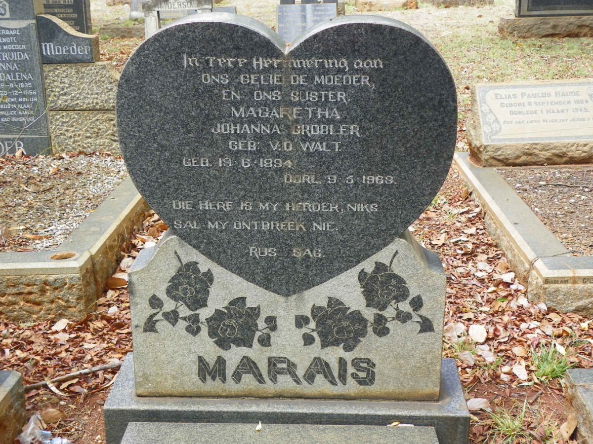 MARAIS Magaretha Johanna Grobler nee V.D. WALT 1894-1963