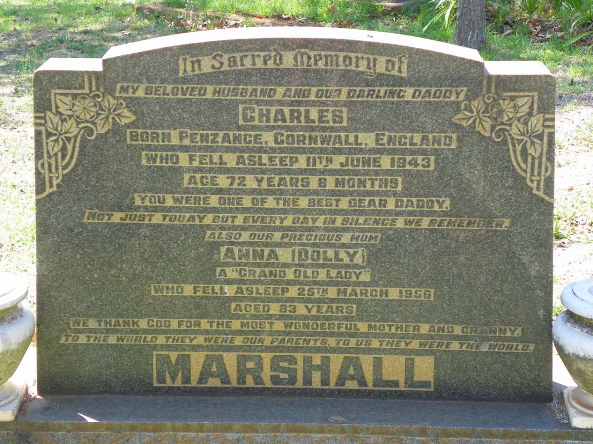 MARSHALL Charles -1943 &amp; Anna -1956