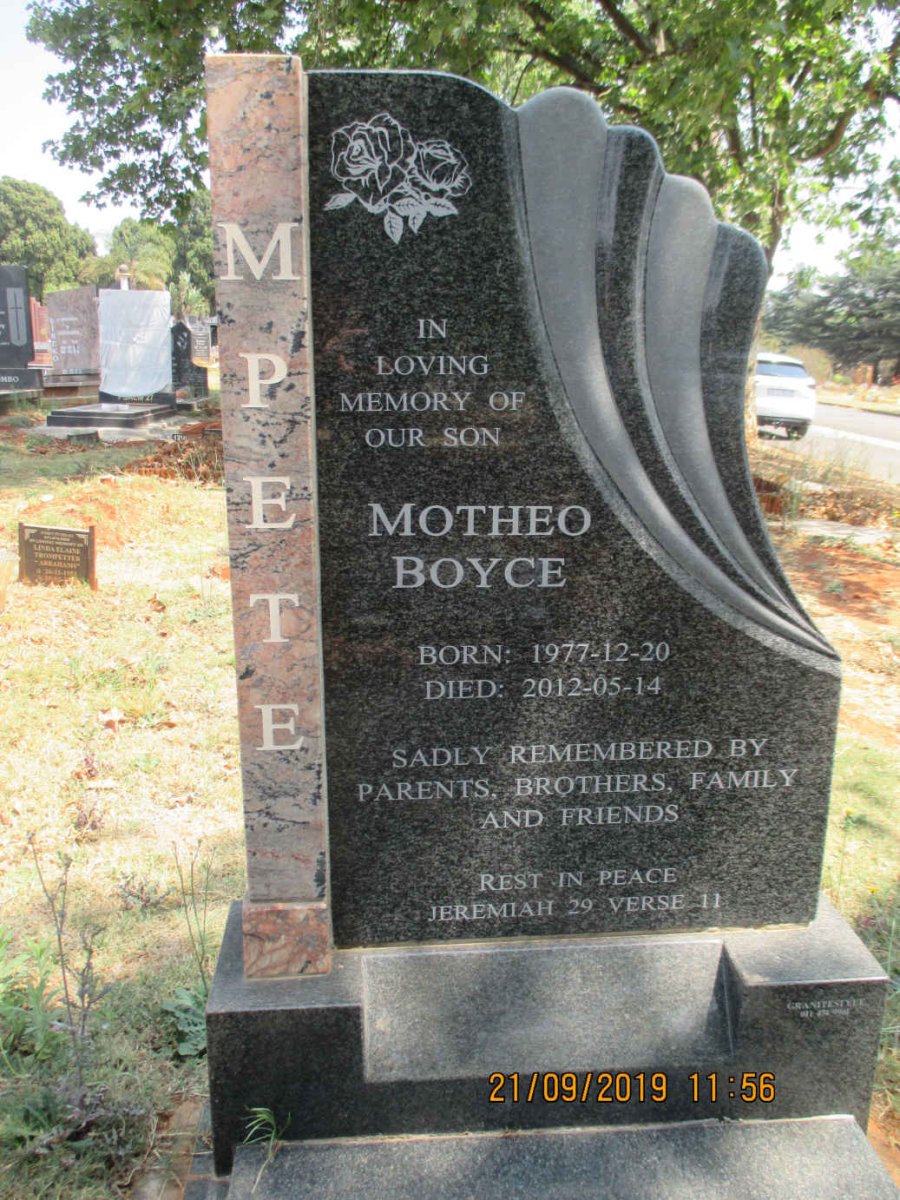 MPETE Motheo Boyce 1977-2012
