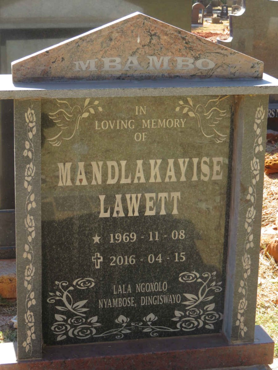 MBAMBO Mandlakayise Lawett 1969-2016