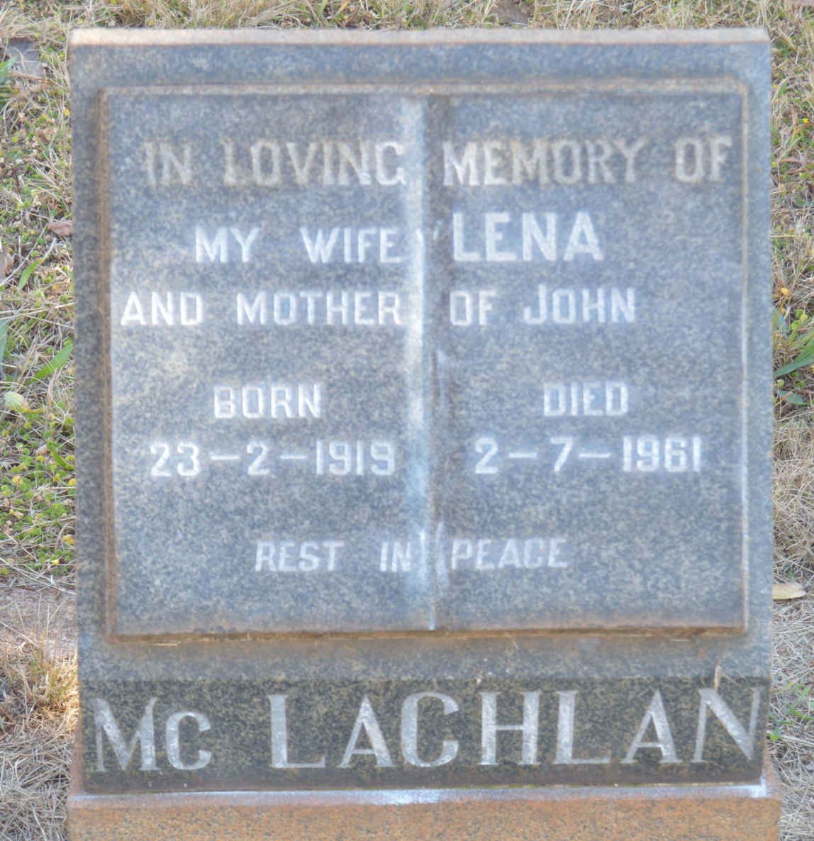 McLACHLAN Lena 1919-1961