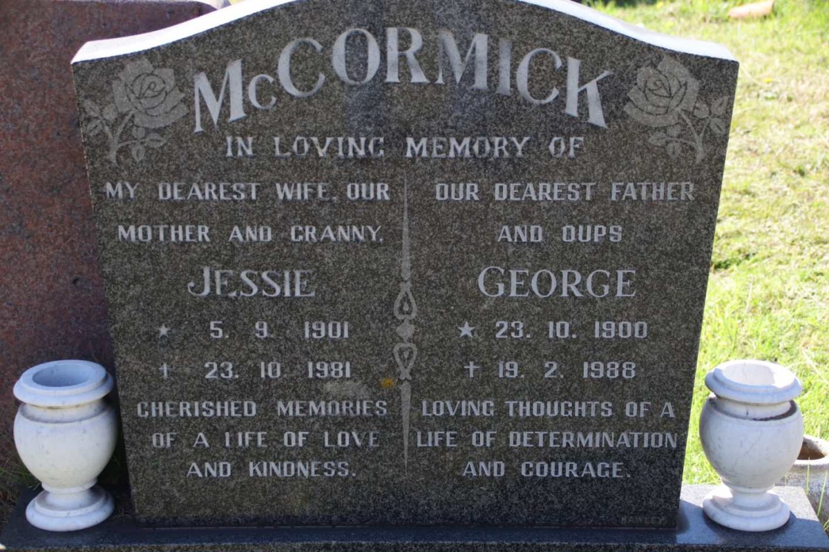 McCORMICK George 1900-1988 &amp; Jessie 1901-1981