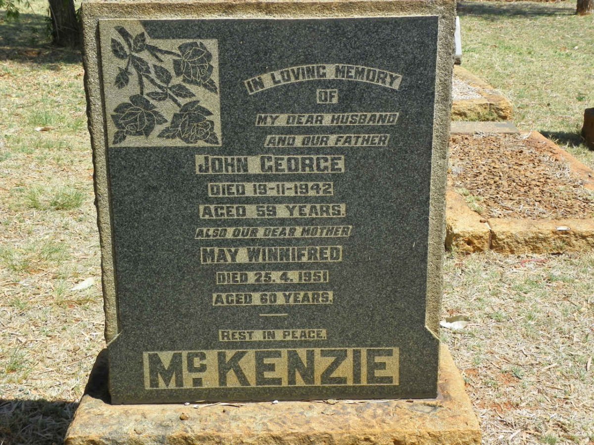 McKENZIE John George -1942 &amp; May Winnifred -1951