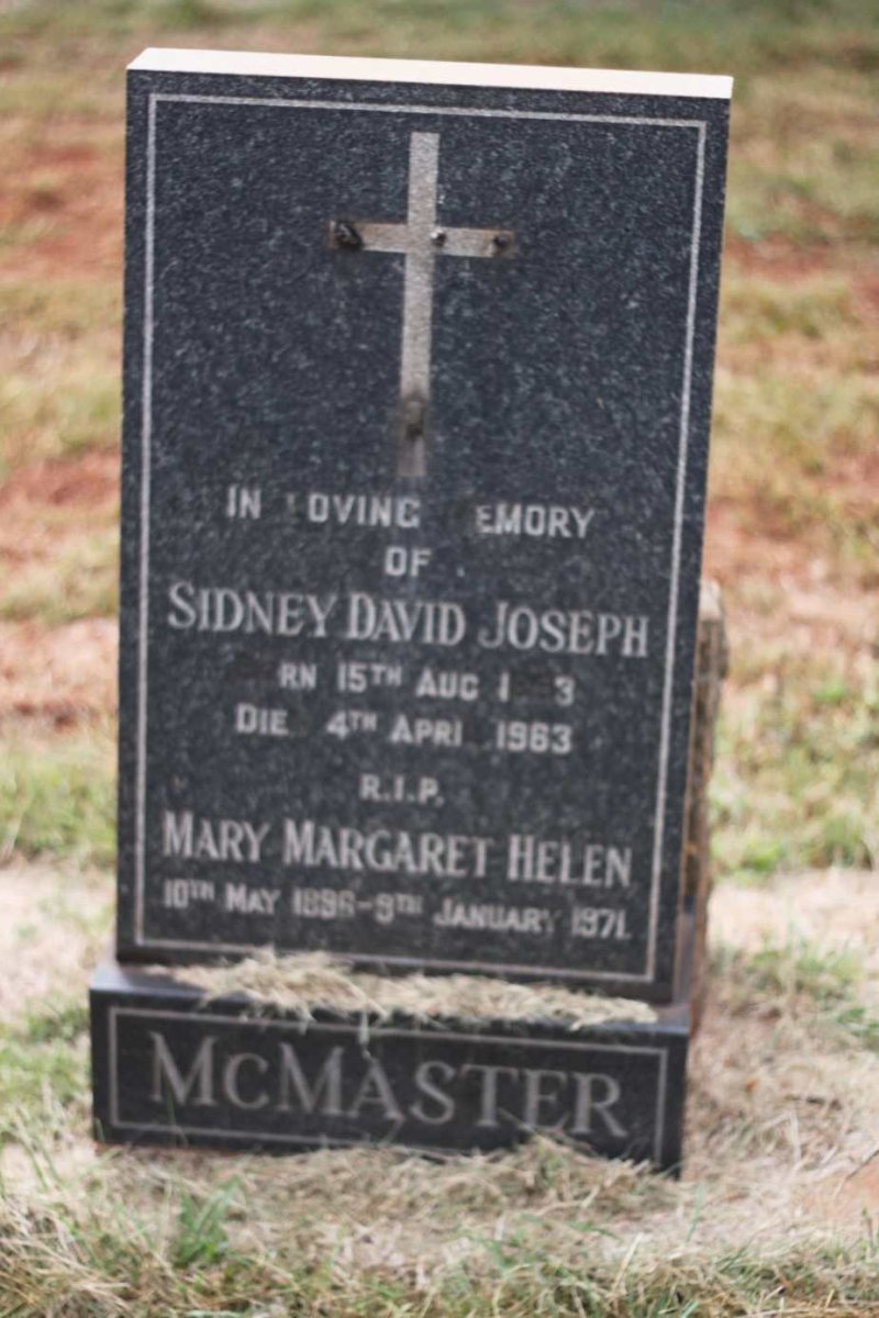 MCMASTER Sidney David Joseph 1??3-1963 &amp; Mary Margaret Helen -1971