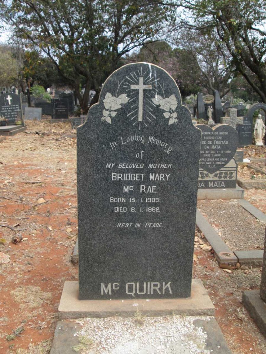 McQUIRK Bridget Mary nee McRAE 1903-1962