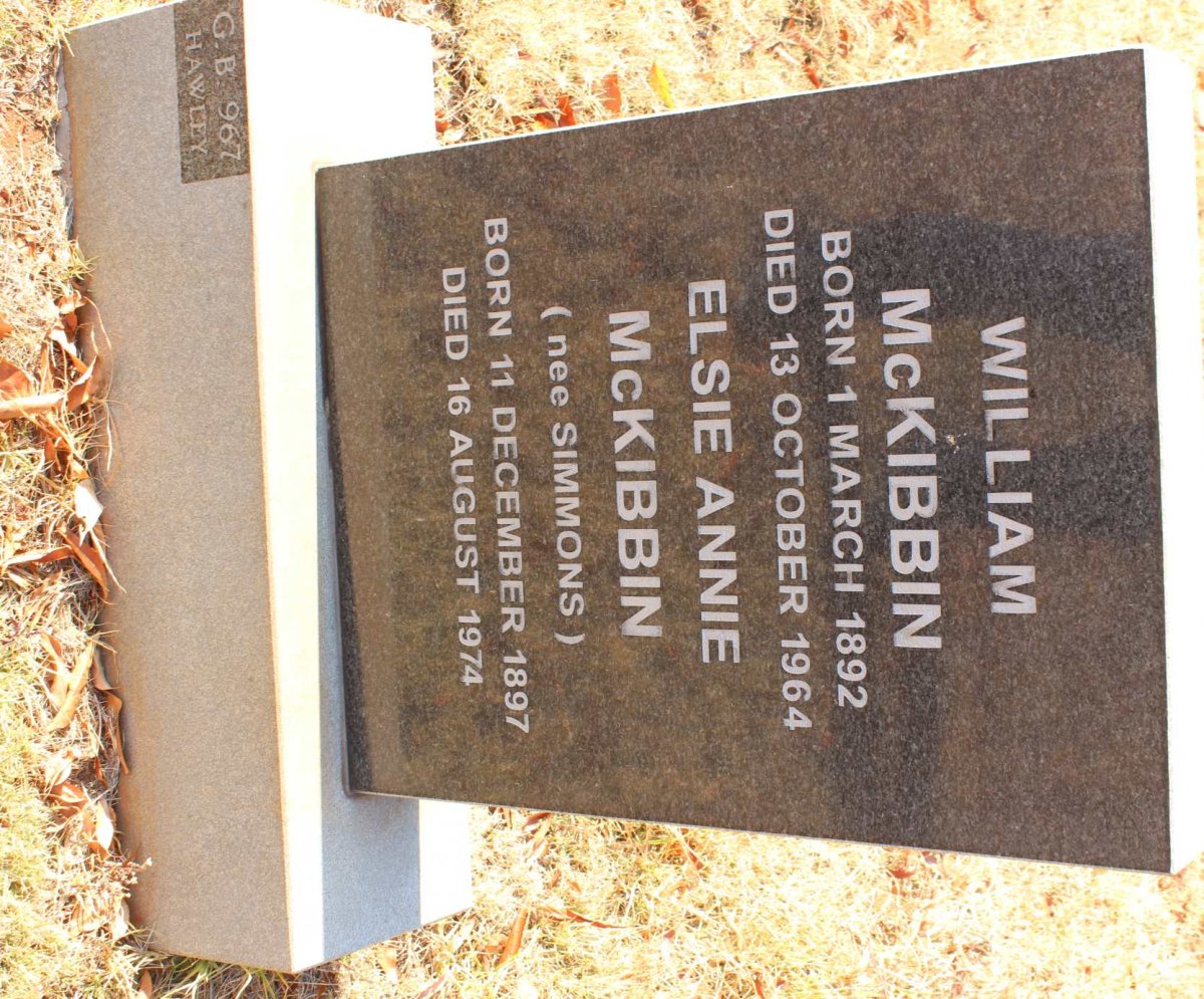 McKIBBIN William 1892-1964 &amp; Elsie Annie SIMMONS 1897-1974