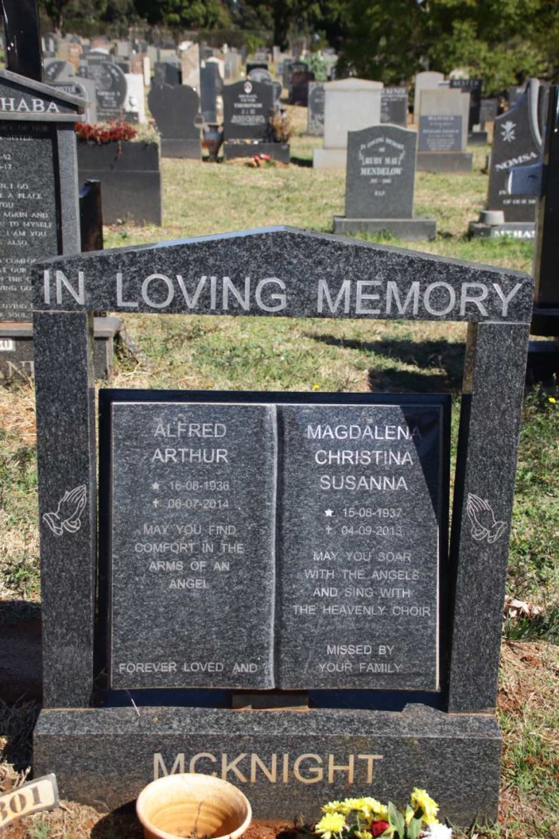 MCKNIGHT Alfred Arthur 1936-2014 &amp; Magdalena Christina Susanna 1937-2013
