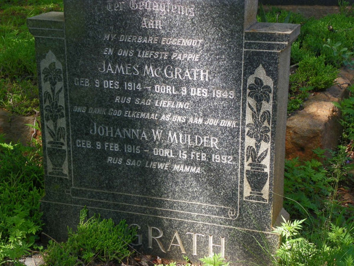 McGRATH James 1914-1949 &amp; Johanna W. MULDER 1915-1992