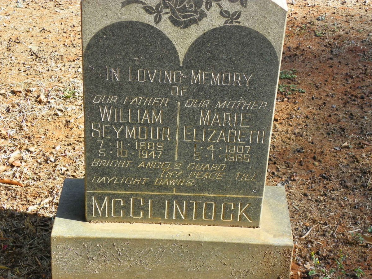 McCLINTOCK William Seymour 1889-1947 &amp; Marie Elizabeth 1907-1966