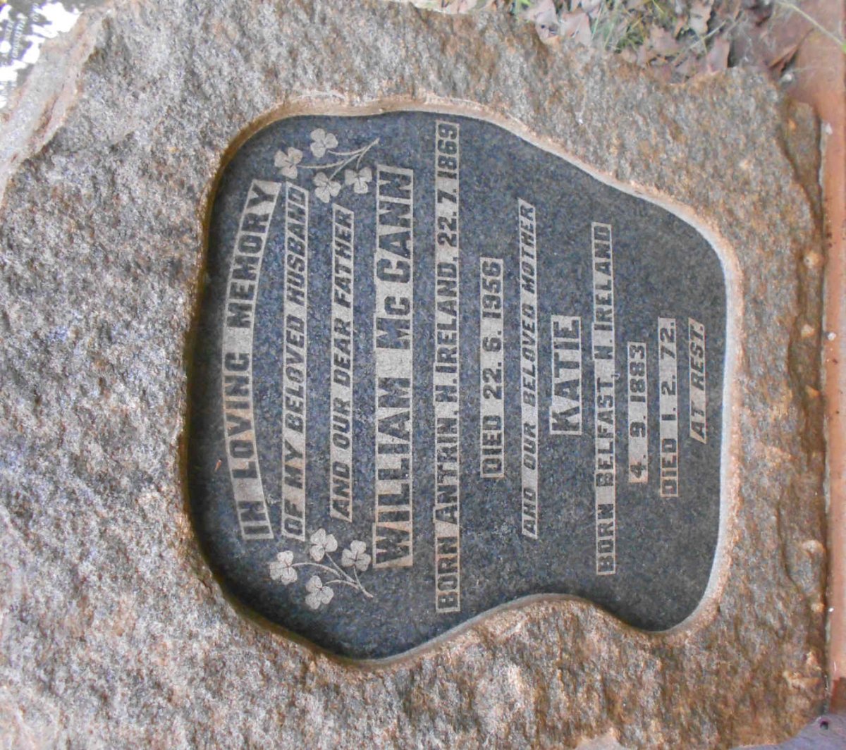 McCANN William 1869-1956 &amp; Katie 1883-1972 :: DAVIES Guy Filmer &amp; Eileen