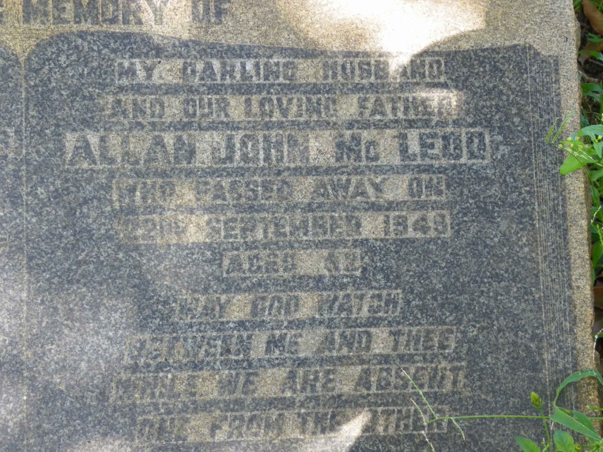 McLEOD Allan John -1949 &amp; Amelia Dulce -1958