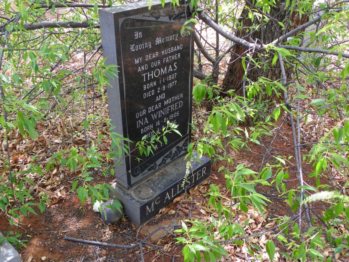 McALLISTER Thomas 1907-1977 &amp; Ina Winifred 1905-1986