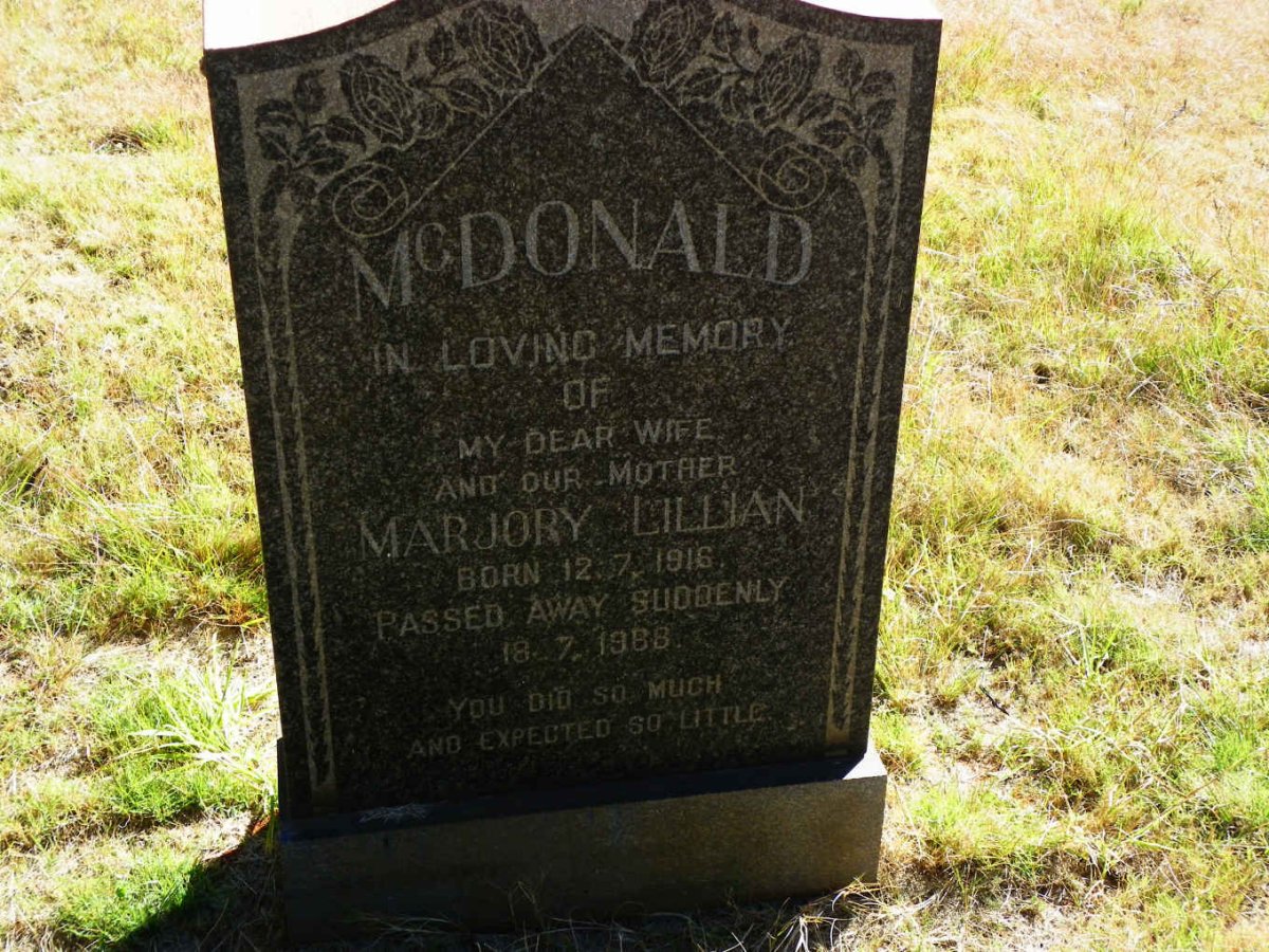 McDONALD Marjory Lillian 1916-1968
