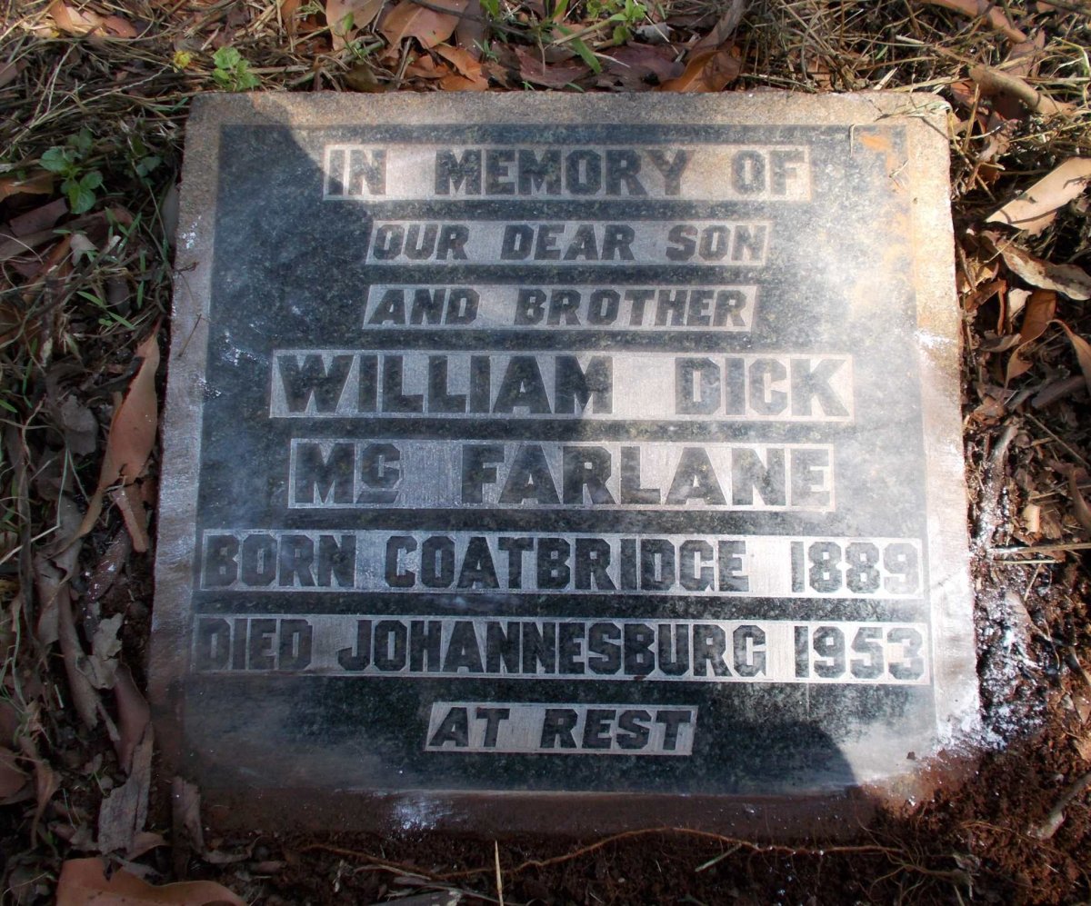 McFARLANE William Dick 1889-1953