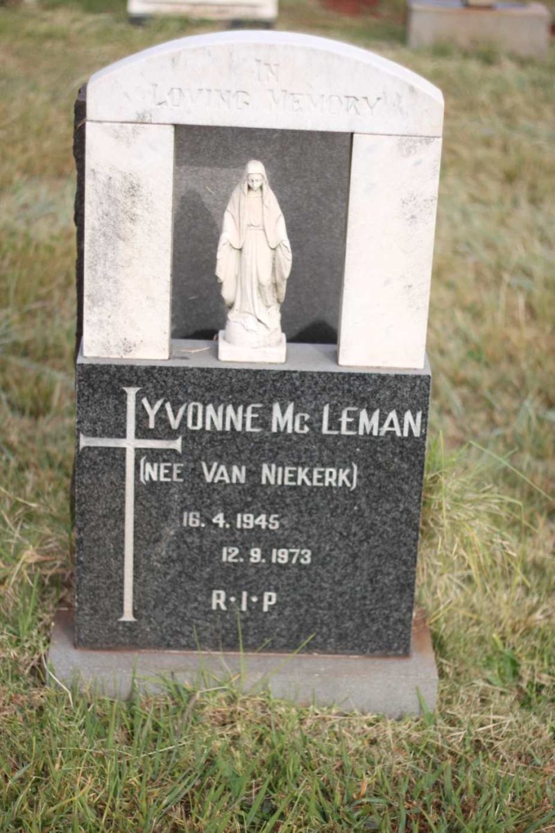 McLEMAN Yvonne nee VAN NIEKERK 1945-1973